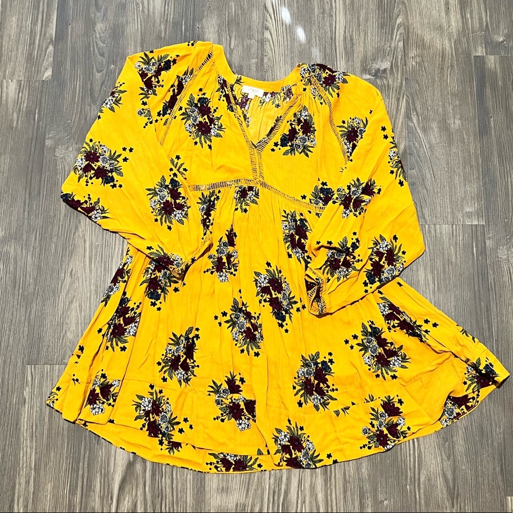 Yellow Floral Boutique Dress - Size S